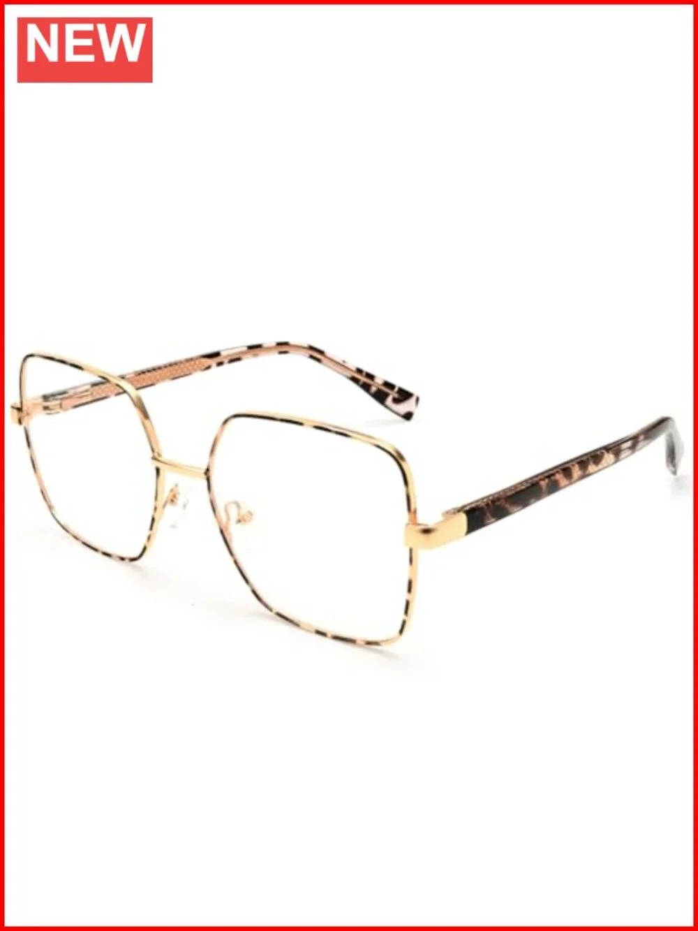 Oversized Square Blue Light Blocking Glasses Metal Frame Anti Glare Computer